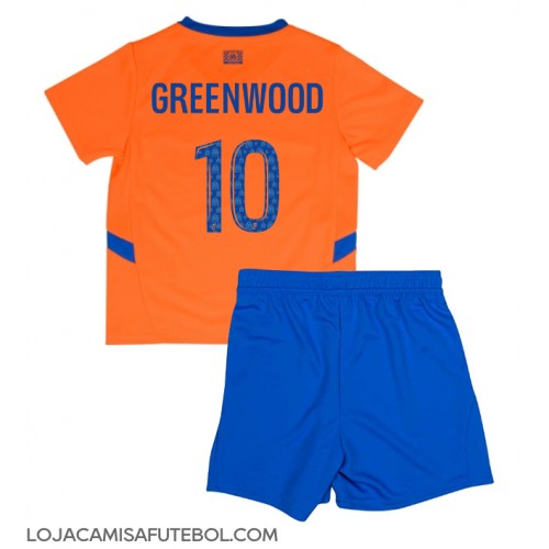 Camisa de Futebol Olympique de Marseille Mason Greenwood #10 Equipamento Alternativo Infantil 2024-25 Manga Curta (+ Calças curtas)